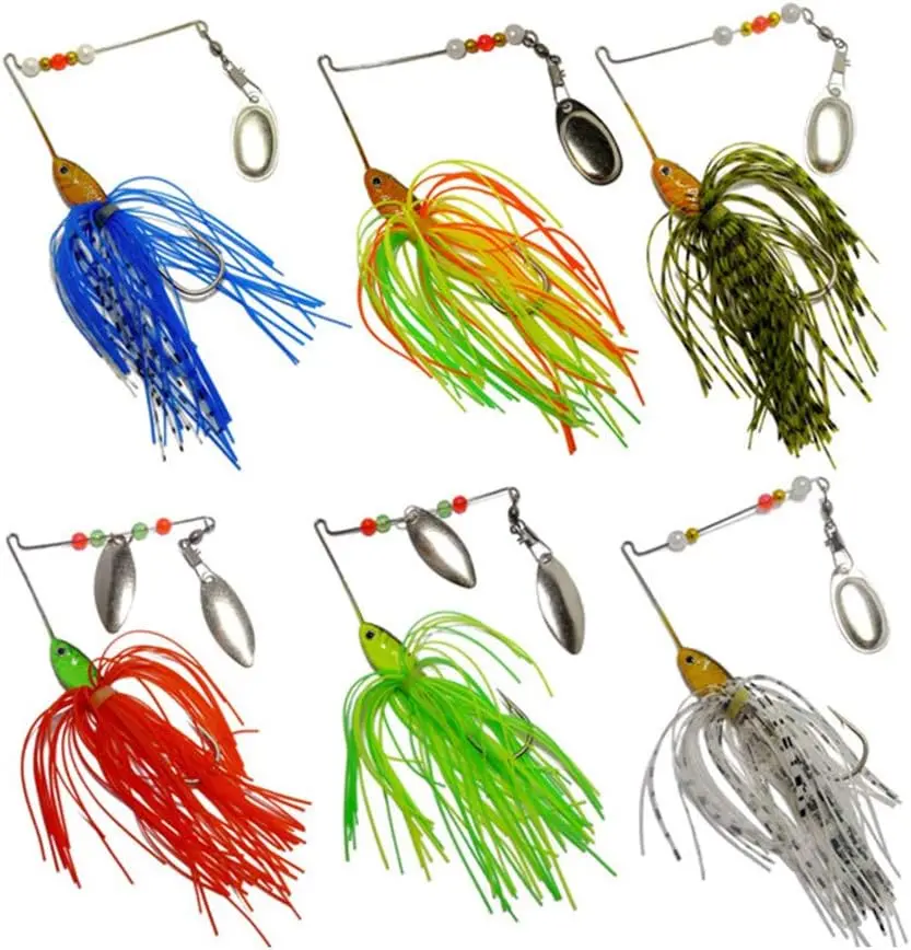Spinner Baits 6 Pcs Spinner Baits for Bass Fishing Trout Salmon Hard Metal Spinnerbaits