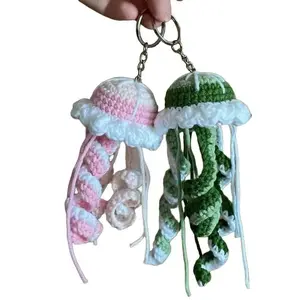 Handmade Jellyfish Crochet Keychain, Cute Jellyfish Plush Toy Keychain, Mini Jellyfish Cute Gifts, Backpack Keychain