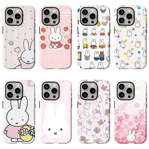 Cute Miffy Bunny Phone Cases for iPhone 17 Air 16 Pro Max 15 14 Plus 13 12 11 Sweet Pastel Cartoon Cover, Great Birthday Gift for Fans