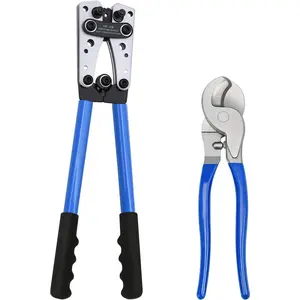 Lug Crimping Tool, Wire Crimper Tool with   for AWG 10-1/0 Electrical Lug Crimper, Heavy Duty Wire Lugs,  Terminal, Copper Lugs