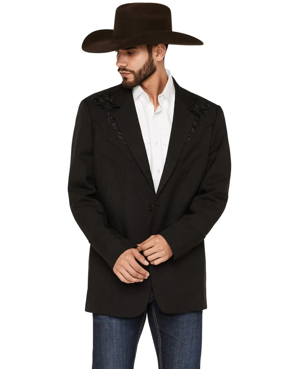Scully Men's Floral Embroidered Western Jacket - P-733Blk