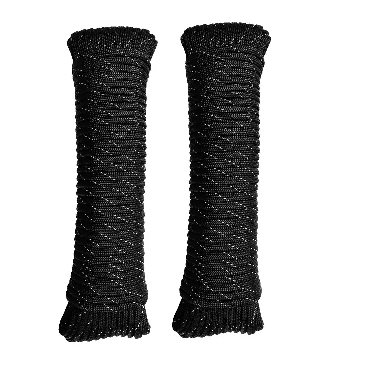 Reflective 550 Paracord 2 PCS 100ft 1 Roll 200ft Black Yellow Green for Tent Camping Hiking Survival Tactical Clothesline DIY Projects Outdoor Activities Tent Fixation Outdoor Adventures