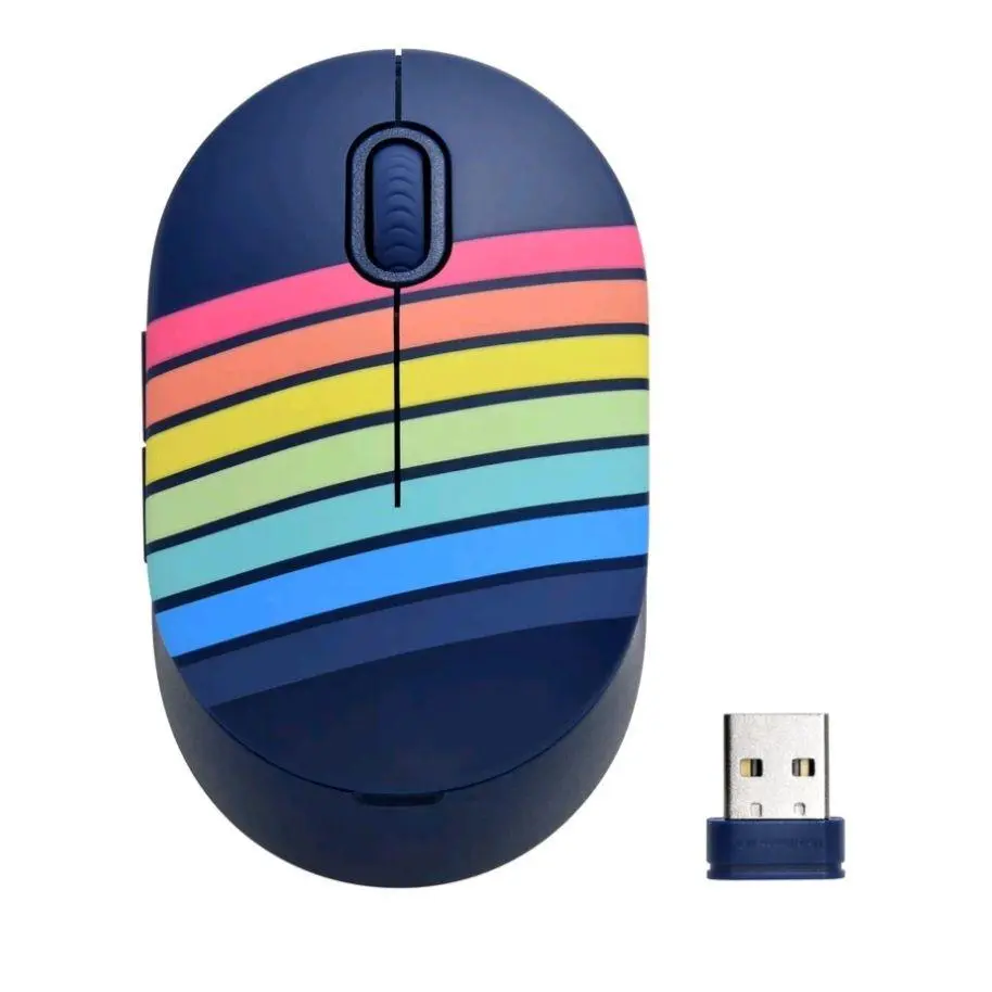 Rainbow Stripe USB Mouse with USB Receiver for Computer and Laptop
