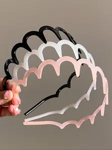 3pcs 38cm/14.96in Black, White, Pink Minimalist Non-Slip Serrated Lightweight Plastic Headband, Non Slip Hairbands, Fashion Versatile Simple Minimalist Hair Accessories Suitable For Daily Outing, Leisure, Party, Commute, Vacation