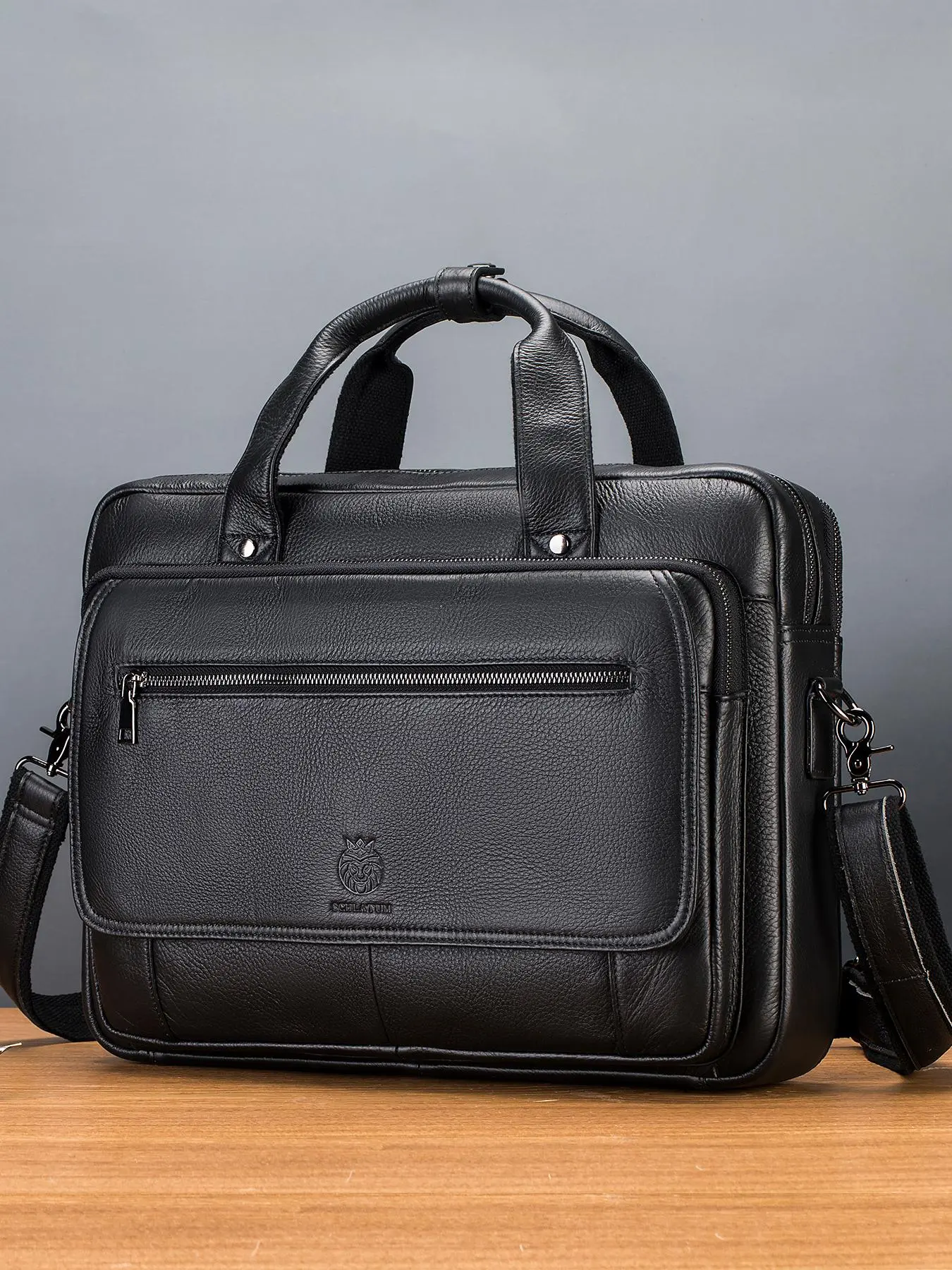 Men's Business Briefcase, 2025 New Style Fashionable Solid Color Handheld Shoulder Bag for Daily Travel Work Commute, Casual Versatile Zipper Briefcase for Men, Travel Essentials
