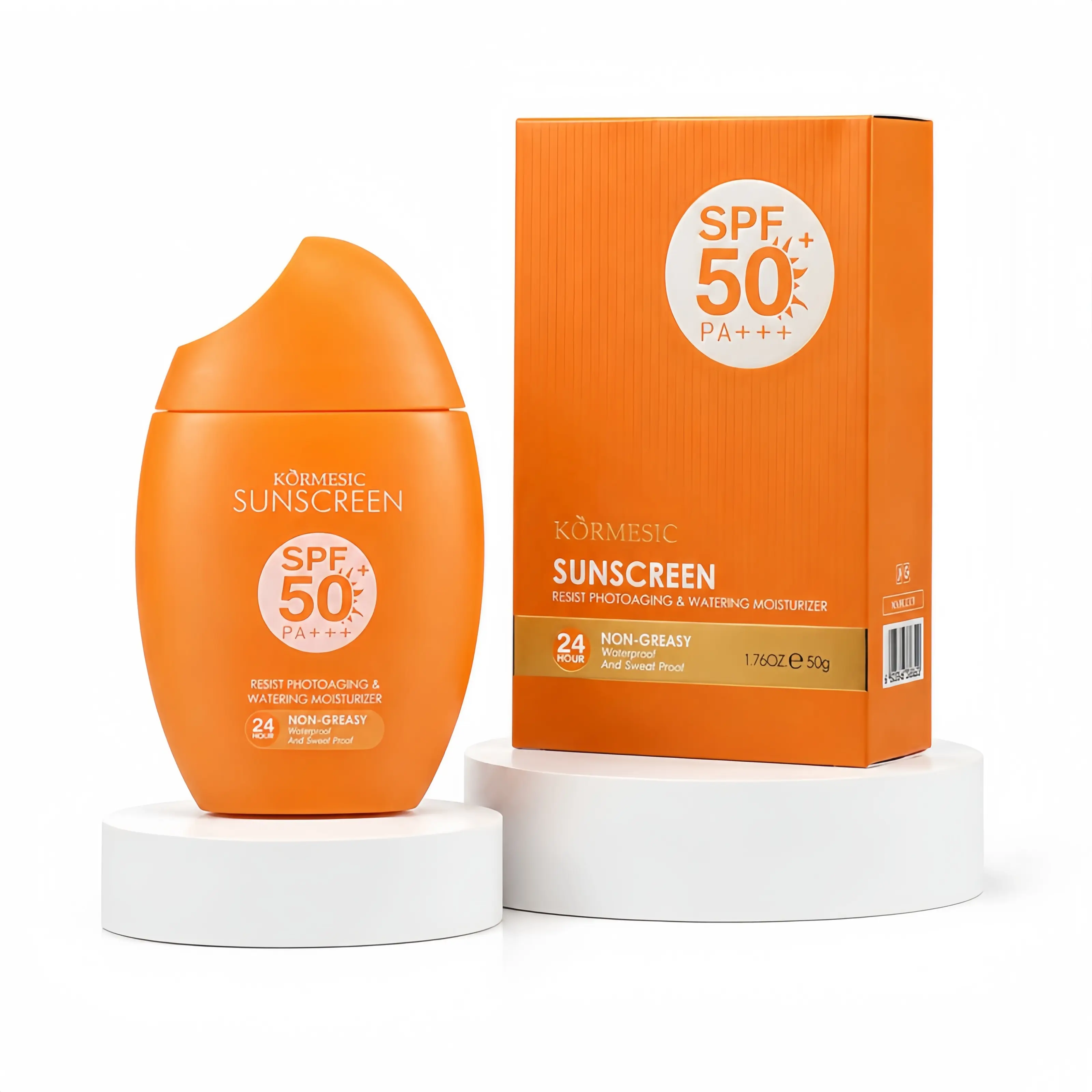 SPF 50 PA+++ Lightweight Sunscreen, Daily UV Protection, Prevent Sunburn & Tanning, Hydrating Non-Greasy Formula, No White Cast, Easy to Spread, Waterproof & Sweat Resistant