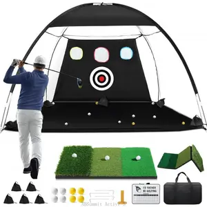 Golf Net, 10x7ft Golf Hitting Aid with Foldable Tri-Turf Mat, Designed for Outdoor & Indoor Use, Practice Nets for Backyard Driving Real Balls, Ideal Gifts for Men Dad Husband & GolfersABSummit Active