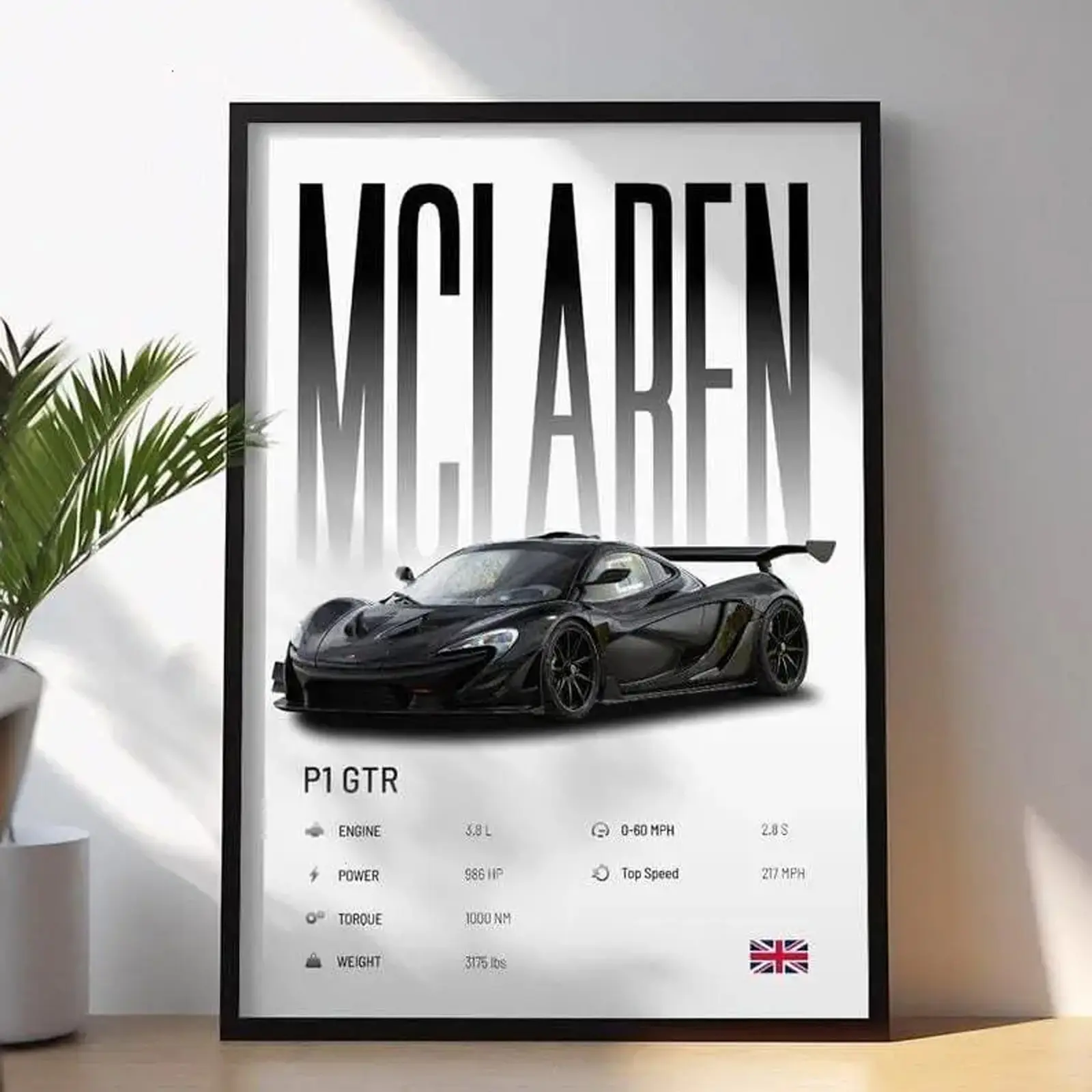 McLaren P1 GTR Car Posters Hyper Car Premium Wall Art Poster Unframed HD Print Home Office Decor Unique Trendy Gift