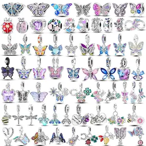 Glow Firefly Charm 925 Silver Original Ladybird Bee Butterfly Dragonfly Charm Fit Bracelet DIY Jewelry For Women Wedding Gift