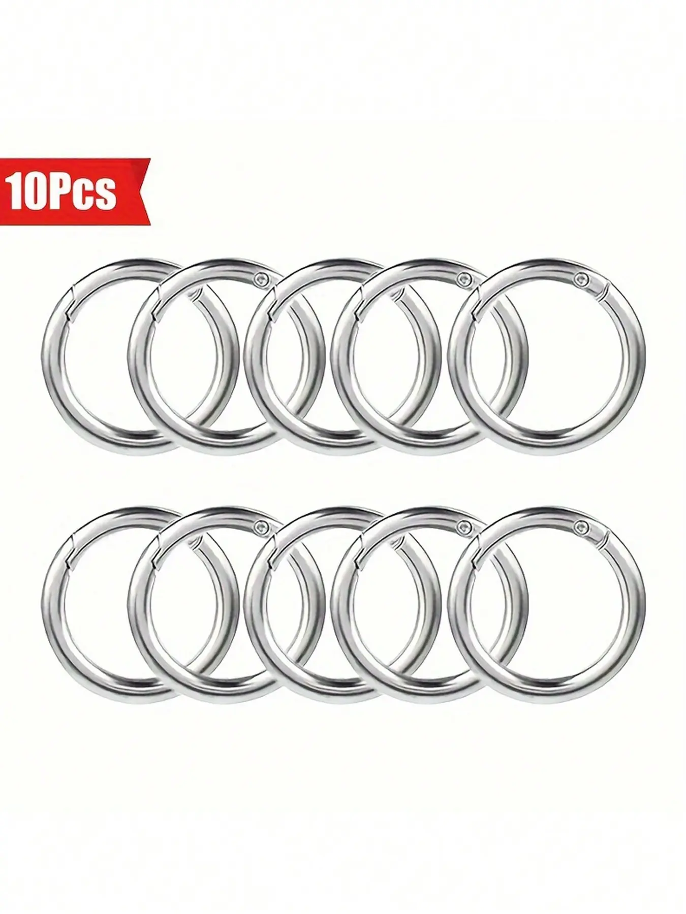 10-Pack Zinc Alloy Spring O-Ring Carabiners - Round Keychain Clips for DIY Accessories, Handbags, and Dog Collars, Handbag Keychains, Keychain Set, Keychain Accessory