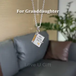 Book Necklace for Granddaughter My Little Star Necklace of Love & Blessing, Perfect Gift for Birthday, Graduation, or Christmas