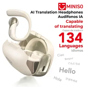 Miniso MS200-AI Translation Earphones - Bluetooth 6.0, Hi-Fi Stereo Sound, IPX5 Waterproof, Noise-Canceling Mic - AI Real-Time Translation In-Ear Headphones for Travel, Cross-Border Communication & Multilingual Calls