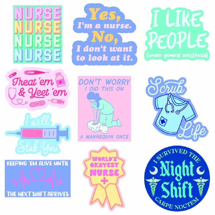 Nurse Sticker Extra Large Stickers for Adults Funny RN Adhesives with Memes Funny Stickers with Colorful Graphic Decals Funny Motivational  Multi