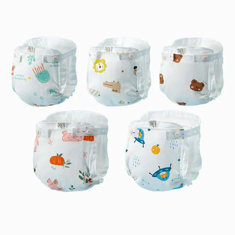 Cloud Skin Diaper 5 Pcs Washable Cloth Diapers Cotton Breathable Waterproof Reusable Baby Diaper for Newborns