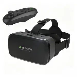 Shinecon Virtual Reality Headset 3D VR Glasses Helmet Device Goggle Lenses Smart For Smartphone Mobile Cell Phone Viar Realidade Controller Remote Control game video Viewer Hedset augmented gamer Gogle joystick Accessories machine movie film wearable Set