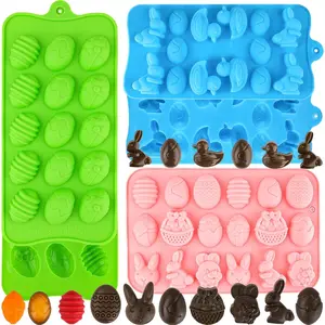 5 Packs Easter Egg Shaped Silicone Baking Mold for Chocolate Hot Chocolate Bombs Fondant Candy Jelly Dome Mousse Cake Topper Making for Easter Party