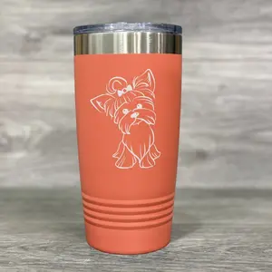 Yorkie Tumbler – Engraved Dog Lover Gift – Stainless Steel Cup – 20oz 30oz Polar Camel – Poodle Mom Gift – Dog Show Mug
