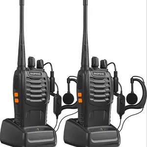 Baofeng 888S Walkie Talkie, Rechargeable Long-Range Walkie Talkie with Earpieces, Professional Handheld Two-Way Radio with Li-Ion Battery & Charger Included