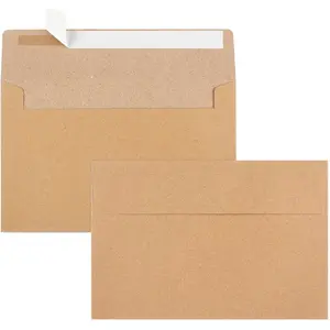 65 Packs A4 Invitation Envelopes, Brown Kraft Envelopes, 4x6 Photo Envelopes for Invitations, Envelopes Self Seal for Weddings, Baby Shower, Photos, Postcards, Greeting Cards, Mailing