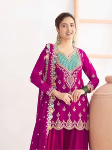 New Designer Party Wear Sharara Suit With Dupatta (3-Piece Set)