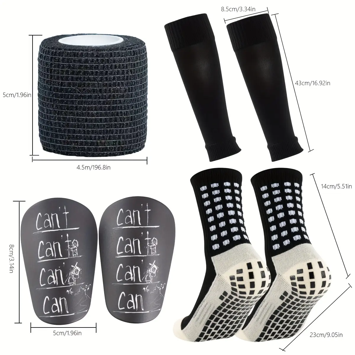 4 Sets Thickened Soccer Socks, Soccer Shin Guard, Shin Guard Sleeves, Men's And Women's Adhesive Non-slip Socks