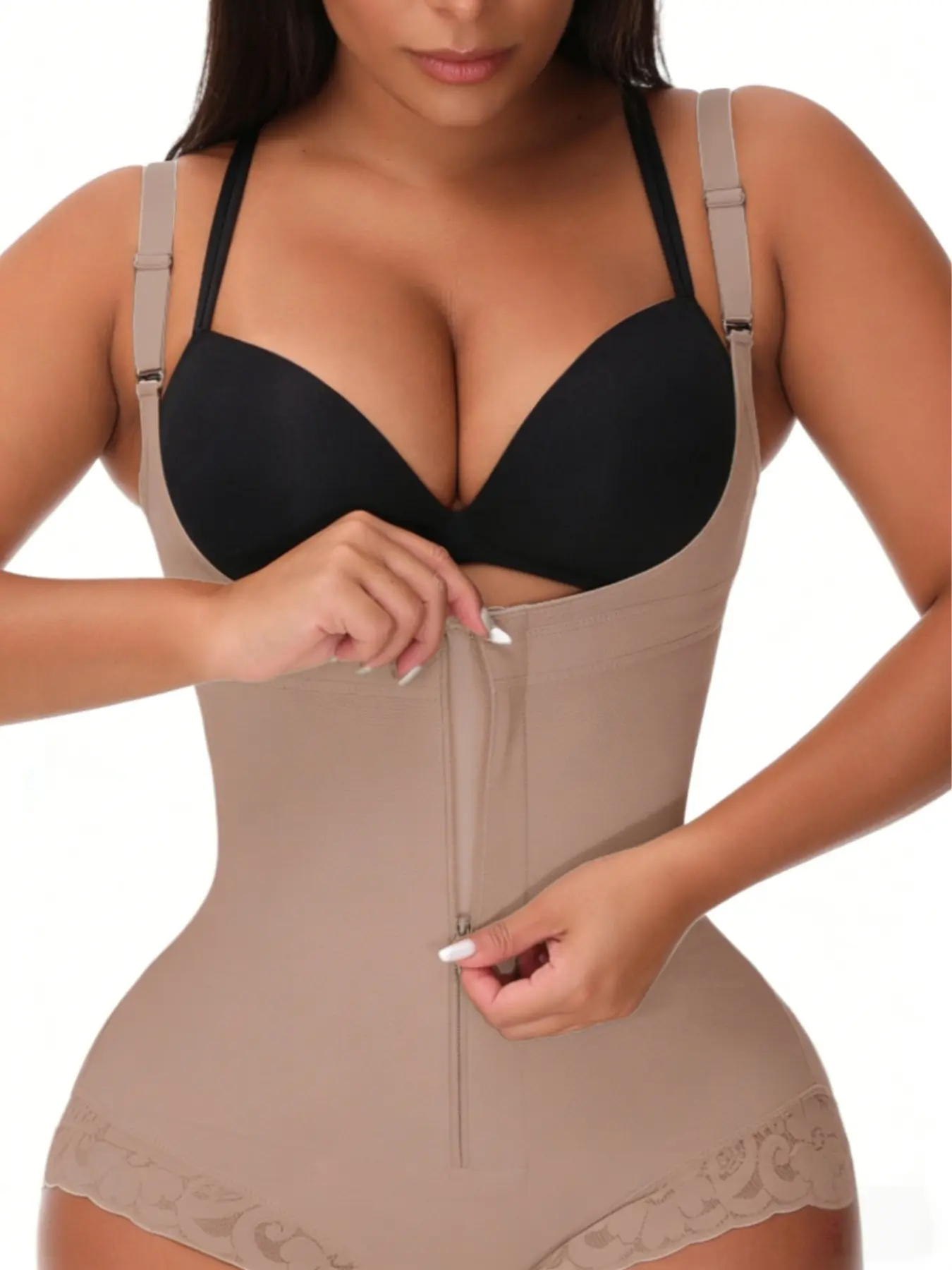 Women's Open Bust Shapewear Bodysuit, Fajas, Tummy Tuck Garment, Butt Lifting And Ruched Tummy Control Colombian Shapewear, Tight-Fitting Body Shaper With Zipper, Firm Waist Jumpsuit, Waist Trainer, Suitable For Various Occasions
