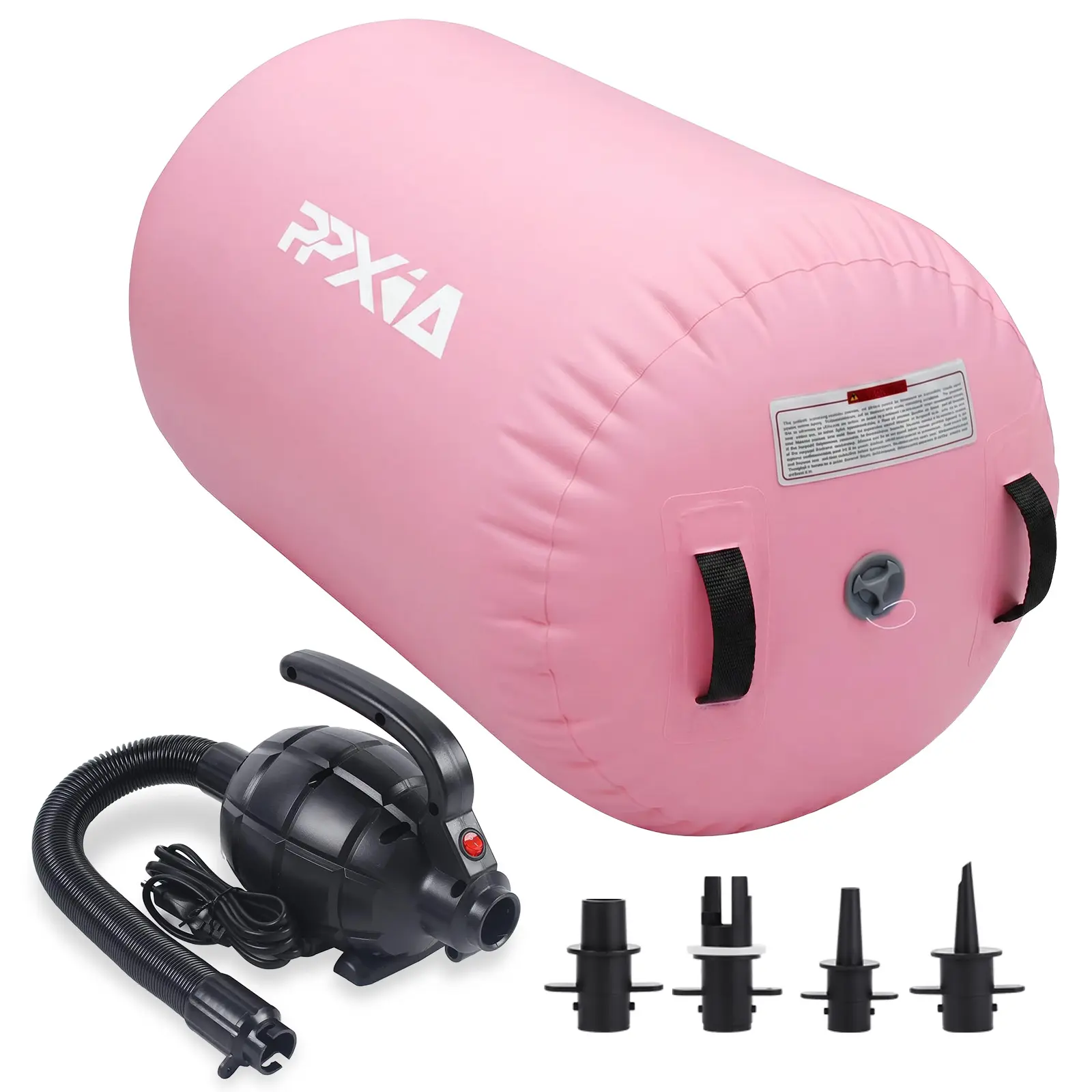 PVC Inflatable Air Roller Gymnastics Barrel - Double-Sealed Tumbling & Back Handspring Training Equipment with Pump for Beach, Garden, Backyard Grass Home Use