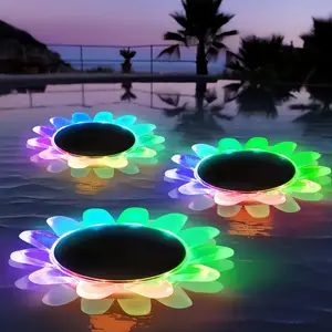 4-piece set of solar-powered, waterproof petal lights with color-changing effects; features a smart, color-changing petal design that can be inserted into the lawn or floated on water; ideal for ponds, swimming pools, gardens, and aquariums