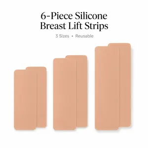 6-Pack Silicone Breast Lift Strips for Women, Reusable Invisible Adhesive Body Tape with Nipple Covers, Soft Skin-Friendly Lift Tape for Backless Dresses, Strapless Tops, Deep V Outfits & Halter Styles puff bra sticky insert