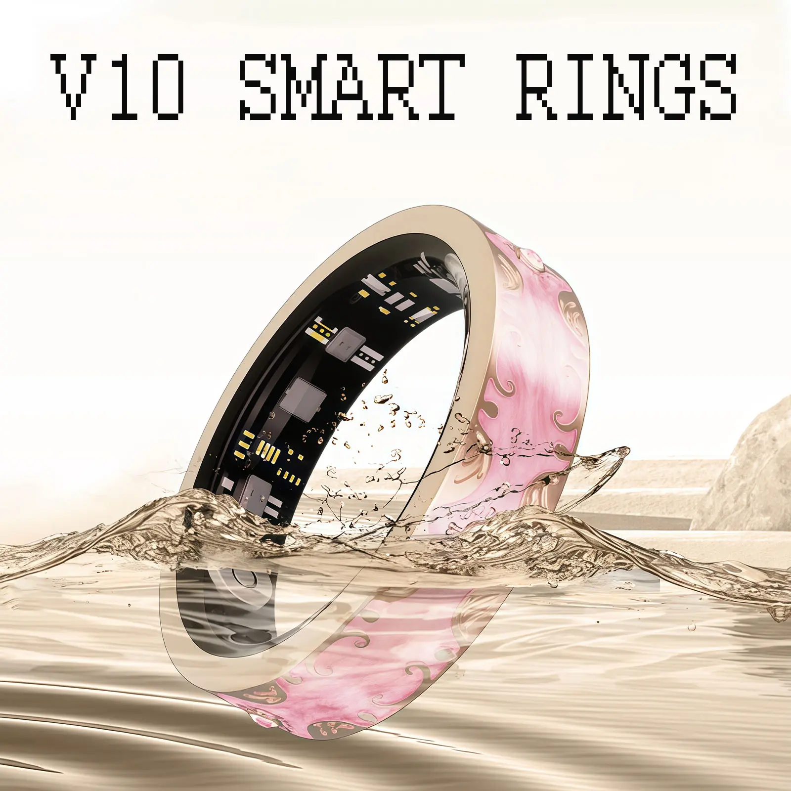 Smart Health Ring with Heart Rate Monitoring, Sleep Tracking & Body Temperature Detection, IP68 Waterproof Lightweight Fitness Tracker Ring for Men Women, Adjustable Wearable Health Ring for Daily Sports Wellness Monitoring