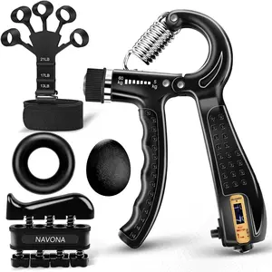 5-piece grip strength trainer set, including grip strength trainer, forearm trainer, finger trainer, finger trainer, pressure reducing ball, and forearm exercise ring, used for muscle training and post injury recovery.