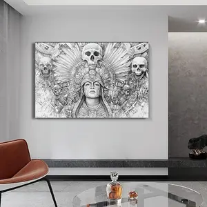 1 piece of elegant Aztec Queen and Warrior Canvas Art, perfect for modern home, office, living room decoration - suitable for anniversaries, birthdays, parties, exquisite gifts for home decor Poster Ornaments Wall Artistic