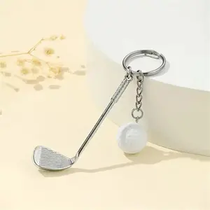 Creative Golf Keychain Pendant, 1 Count Metal Golf Club & Golf Ball Model Sports Keyring Decor, Portable Golf Sports Theme Key Decoration, Men Gifts, Gift for Golf Lover