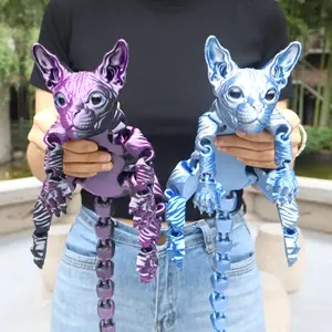3D Printed Cute Cat Figurines, Articulating Animal Figurines, Colorful Cat Statues with Realistic Eyes, Novelty & Gag Toys, Perfect Gift Set for Cat Lovers, Decor