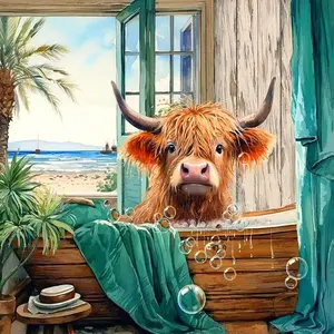 5D DIY Diamond Painting Kit, Round Bubble Cow Mosaic Canvas Art, Home Wall Decor Gift, Handicraft