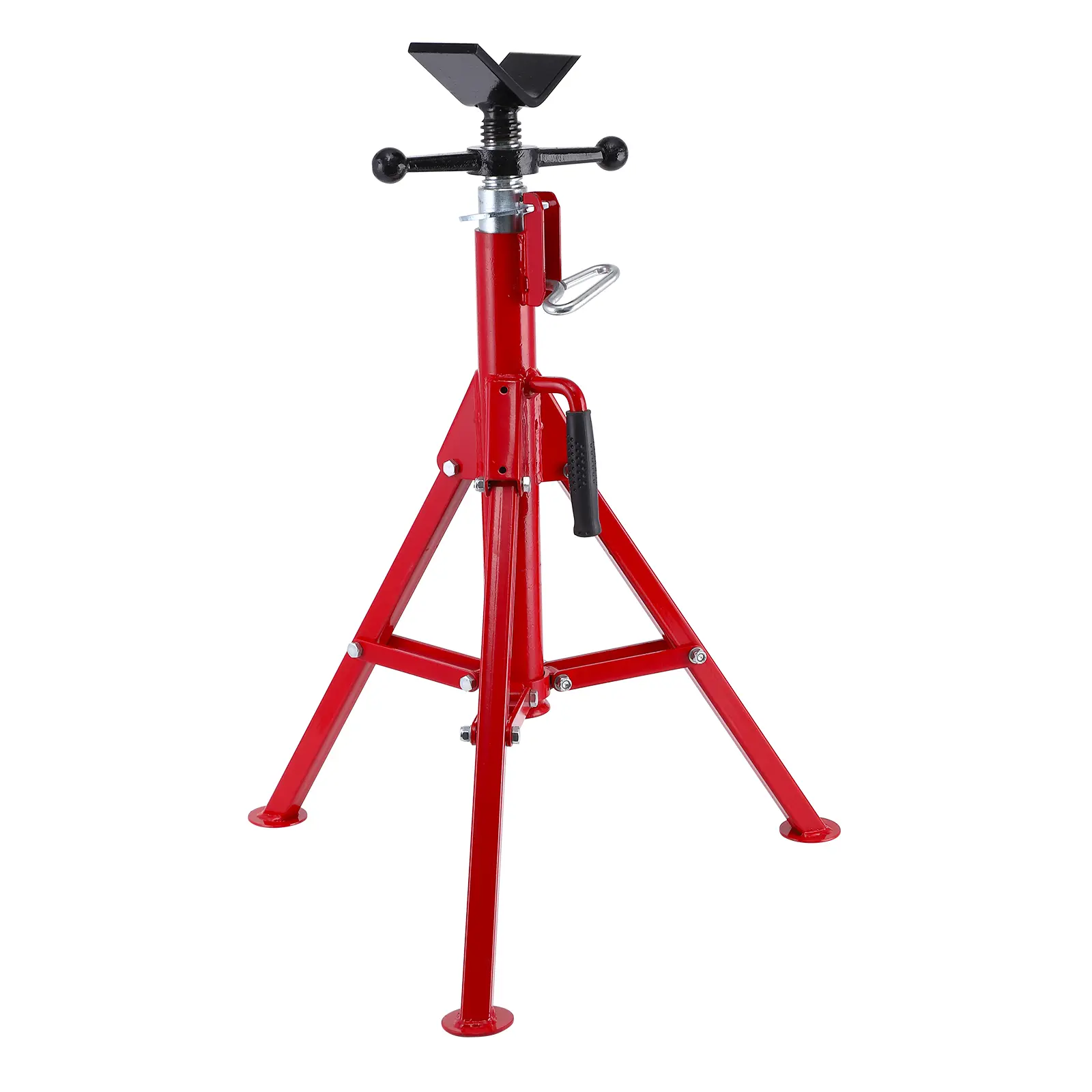 27"-52" Adjustable V-Head Pipe Jack Stand, 2500 LBS Heavy-Duty Collapsible Steel Tripod Holder, Portable Support for 1/8"-12" Pipes & Tubes (Welding, Threading)