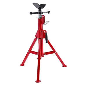 27"-52" Adjustable V-Head Pipe Jack Stand, 2500 LBS Heavy-Duty Collapsible Steel Tripod Holder, Portable Support for 1/8"-12" Pipes & Tubes (Welding, Threading)