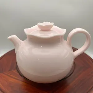 Jade Clay Cherry Blossom Pink Lace Teapot Handmade Ceramic Gongfu Teapot for Ladies Small Size for Home Use Elegant Design