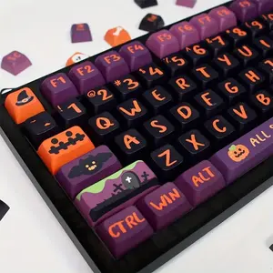 Creative Cartoon Keycaps, PBT Craft Sublimation Class XDA Height Keycaps, Universal Keycaps for Most 61/87/96/98/104/108 Assortment Keyboards, Halloween
