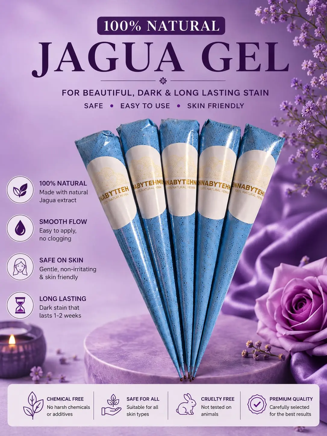Jagua Gel Cones | Plant Based | NO CHEMICALS | 20 Grams | Black Blue Stain