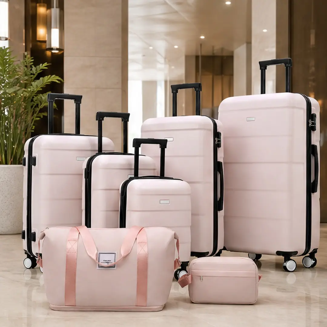 ARCH 6-Piece Hardshell Luggage Set with 16" 20" 24" 28" Suitcases and Duffel Toiletry Bags, ABS Lightweight Carry-On Spinner Wheels, Password Lock, Silicone Handle, Multiple Color Options for Travel, ABS/Charcoal/Dark Green/Light Blue Color Options