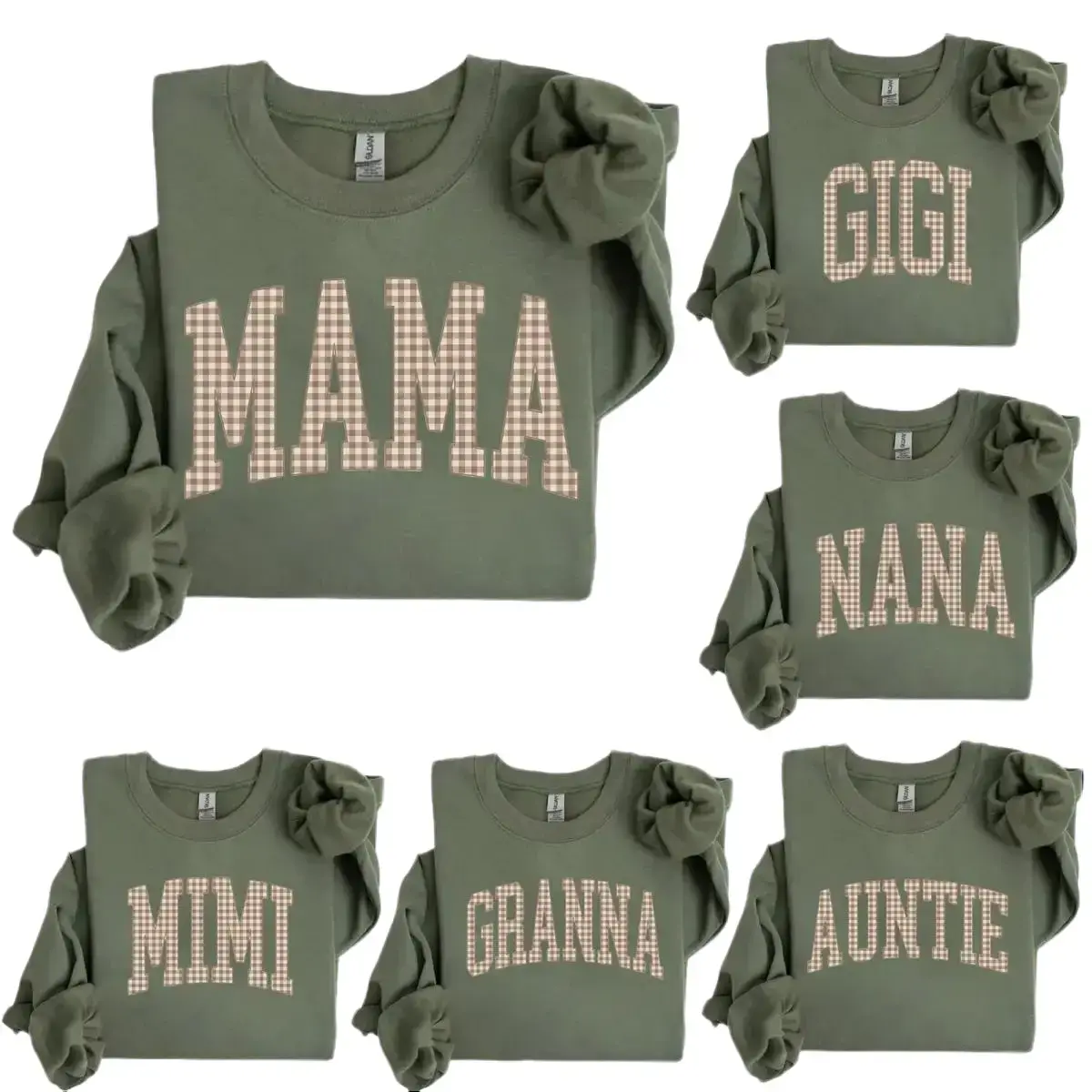 Customize Gingham Mama Sweatshirt, Personalized Mama Shirt Vintage Mama Shirt Trendy Mama Shirt Mothers Day Gift New Mama Baby Shower Pregnancy Announcement Shirt - Printfamily