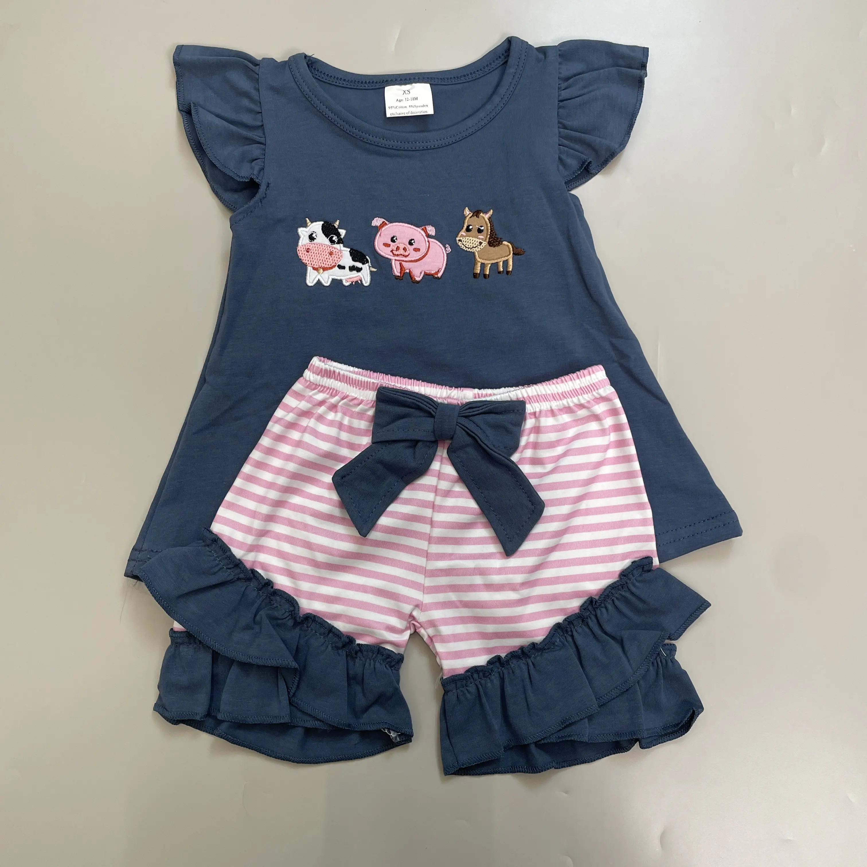 Girl Summer Clothing Cow Pig Horse Farm Clothes Girl Summer Outfit