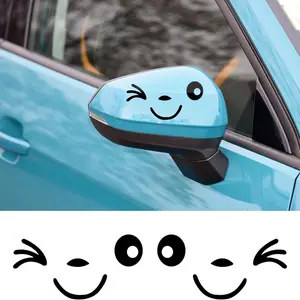 Cute Smiley Face 3D Stickers, Pair for Car Left Right Rearview Mirrors, Adorable Design, Easy Application, Perfect for Car Accessories, Vehicle Exterior Decoration