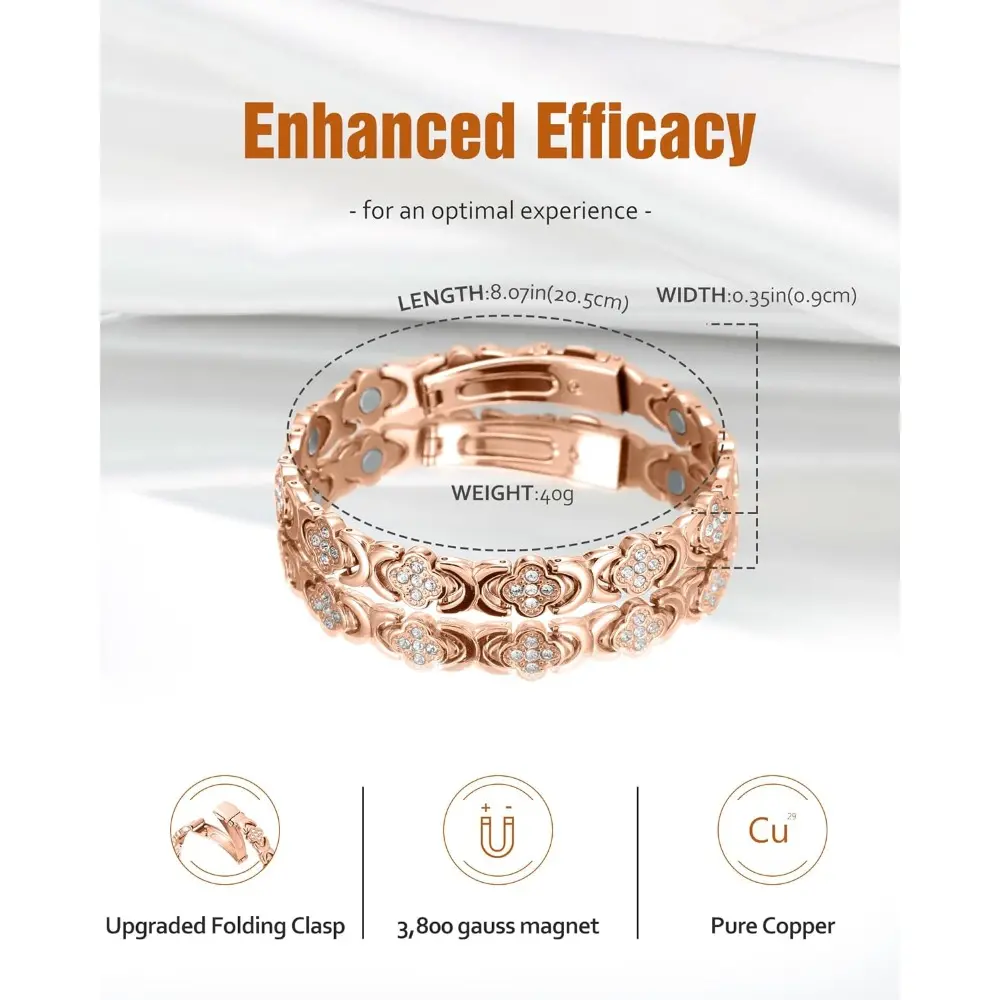 popularCopper Bracelets for Women , Pure Copper Magnetic Bracelet with 3500 Gauss Effective Magnets Outdoorfun pulsera magnética adjustable bracelet length Rhinestone Decorated Bangle Trendy Jewelry
