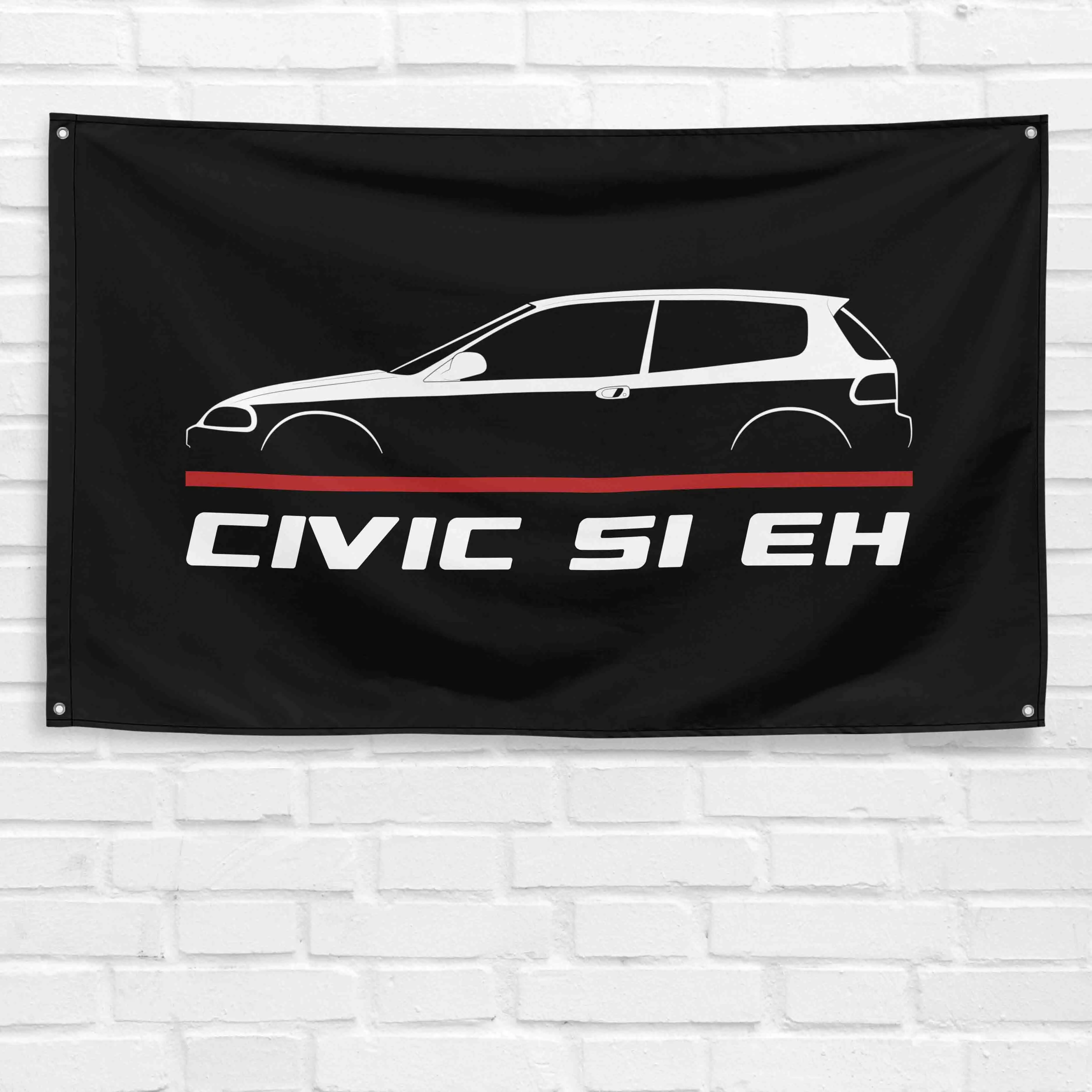 Civic Si EH 1991-1995 Bold Colors Synthetic Decorative Lightweight Print Hanging Wall Art, 3 x 5 ft Indoor Car Garage Flag Banner, Holiday Birthday Gift
