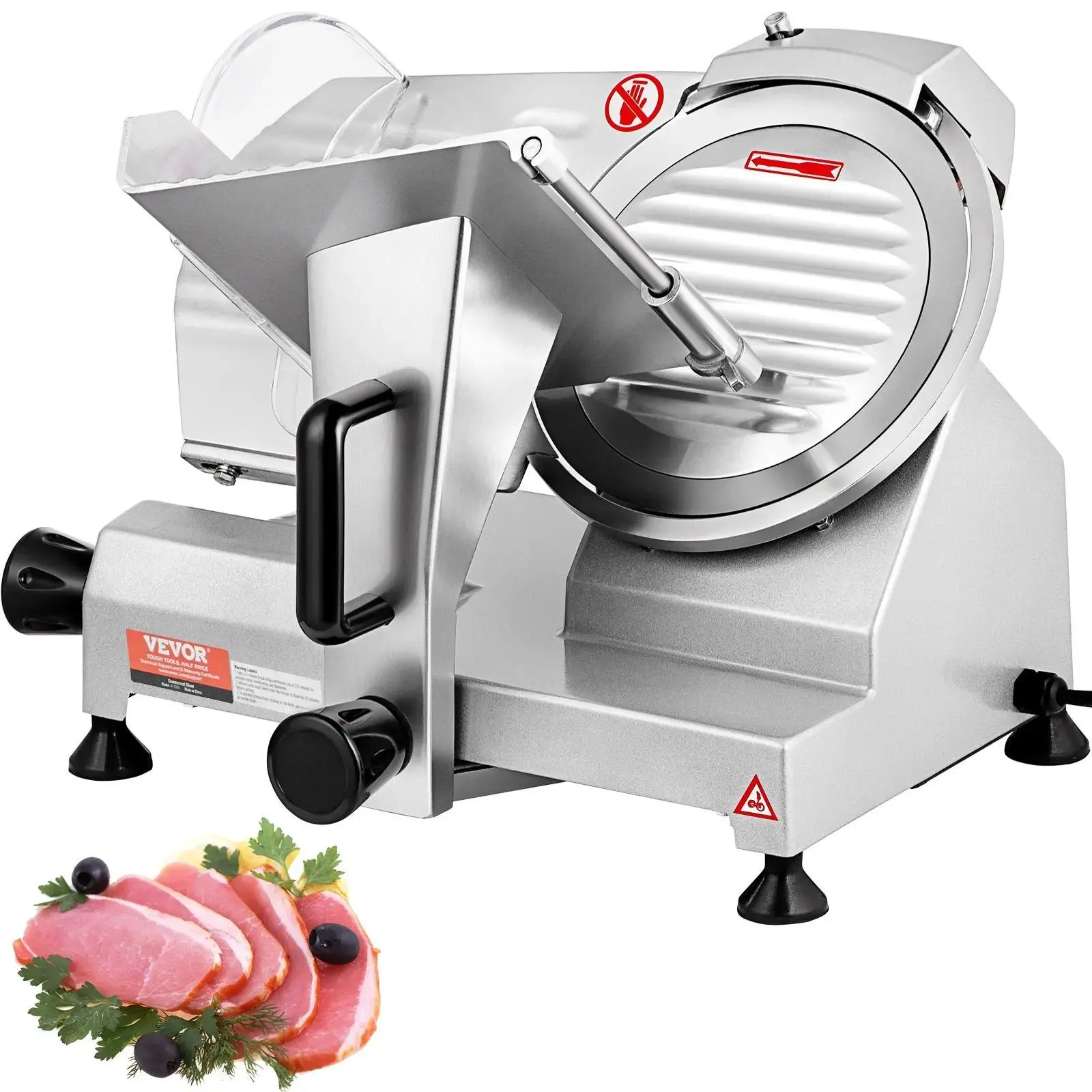 【Summerfinds】VEVOR Commercial Meat Slicer (Meat Cutting Machine), 200W Motor Electric Deli Slicer, 350-400RPM, 8" Carbon Steel Blade, 0-0.47in Adjustable Thickness, Food Grade Washable for Home & Commercial Use