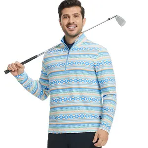 MAELREG Men’s Quarter Zip Golf Pullover, Dry Fit Long Sleeve Performance Sweatshirt, Moisture Wicking 1/4 Zip Printed Athletic Top Fashion Menswear