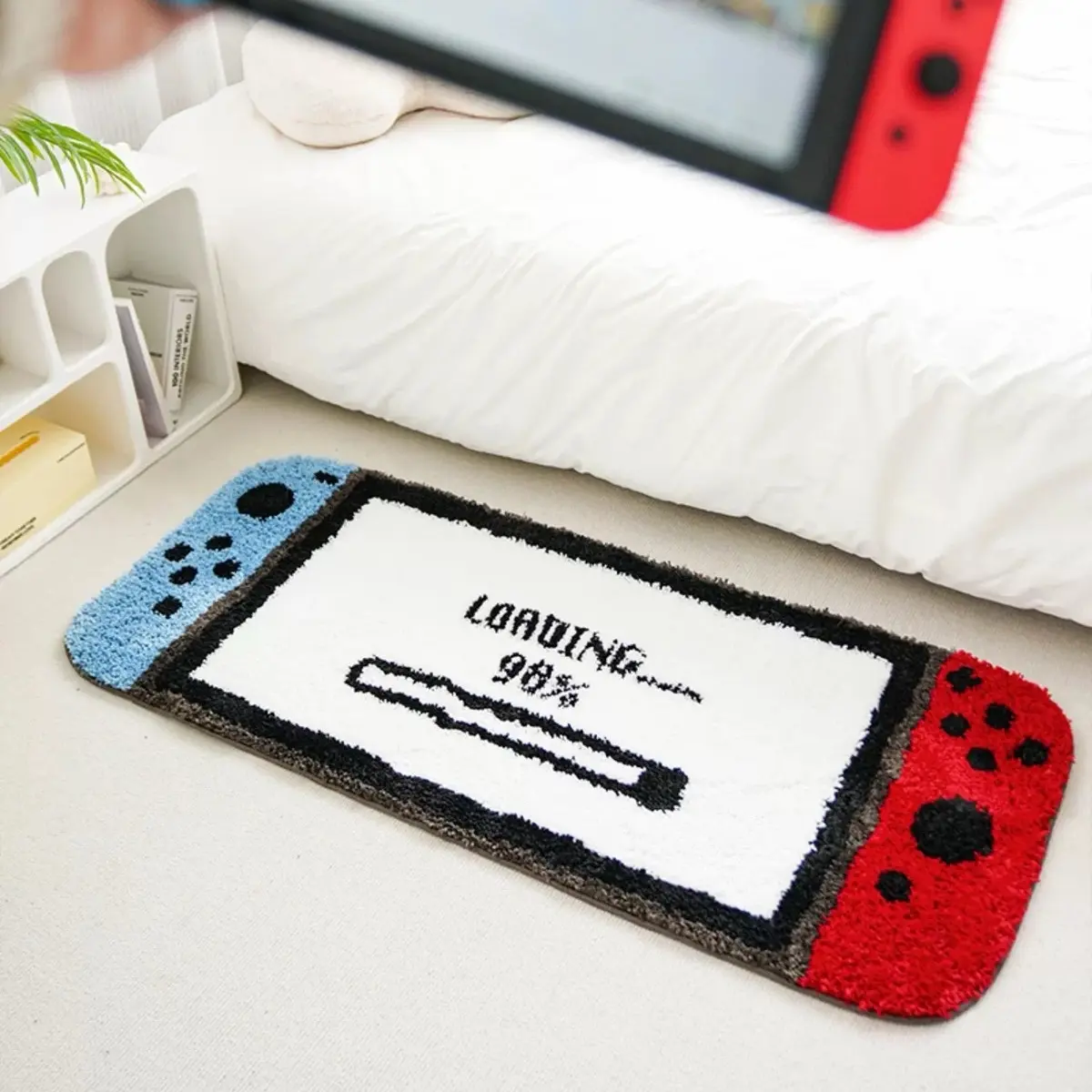Gaming Polyester Rug - Decorative Homestyle Bedside, Cyberpunk Area Rug for Video Game Fans, Modern Soft Household Textile, Decorative Bedside Rugs, Homestyle Bedside Rugs