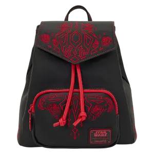 Drawstring Mini Backpack with Red Embroidery